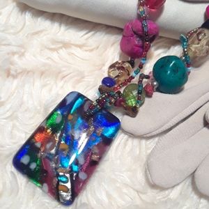 Glass and Beaded Necklace
